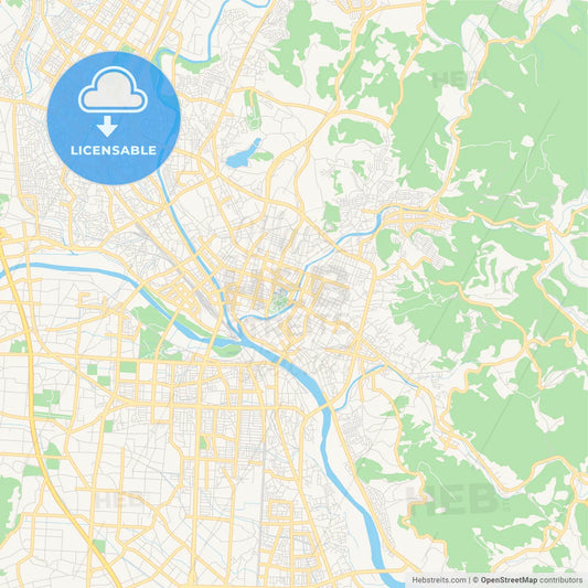 Printable street map of Morioka, Japan