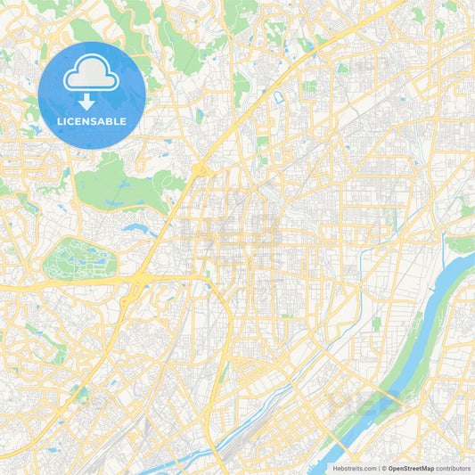 Printable street map of Ibaraki, Japan