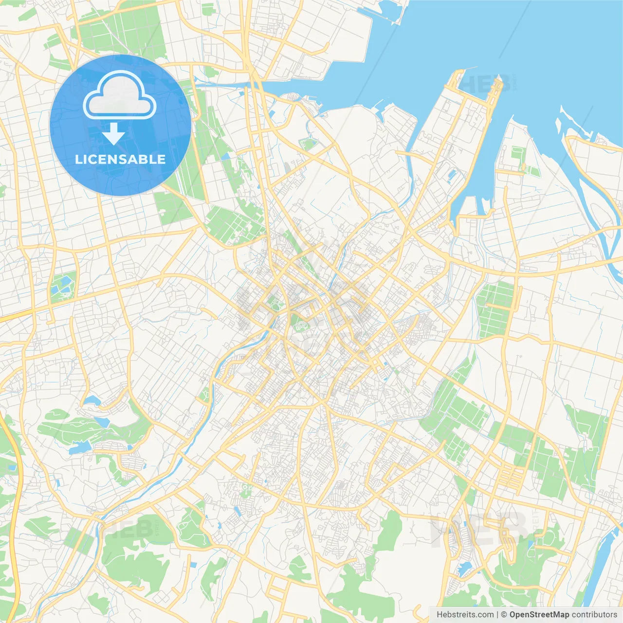 Printable street map of Matsusaka, Japan