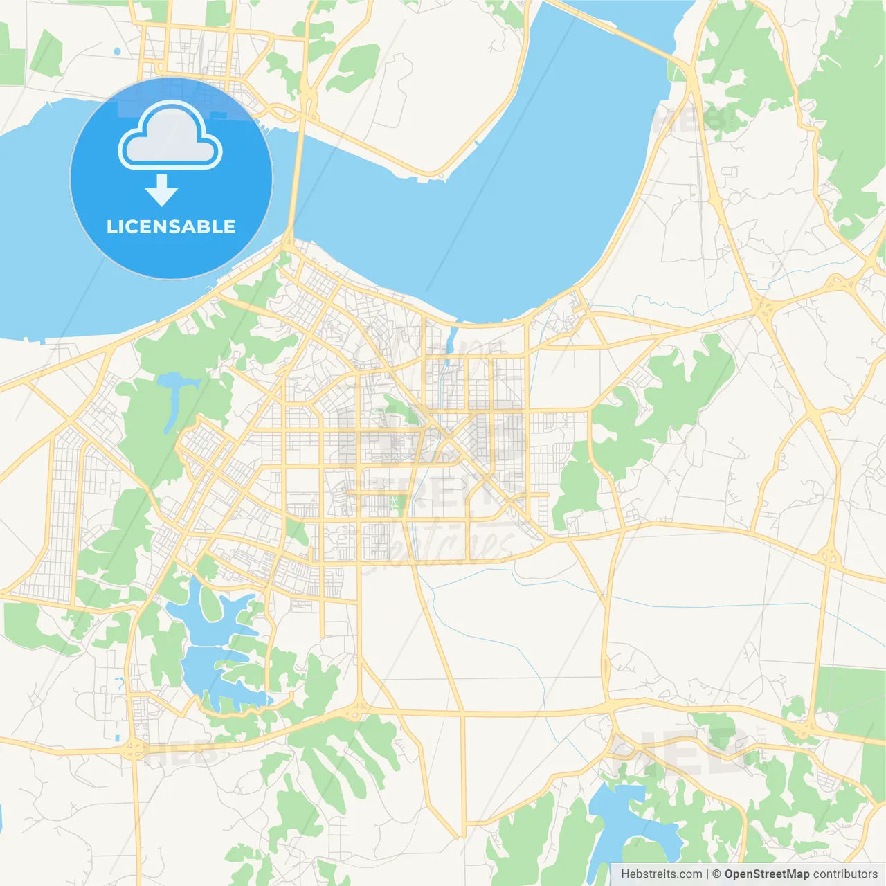 Printable street map of Gunsan, South Korea