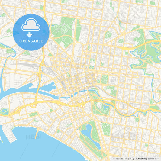 Printable street map of Melbourne, Australia