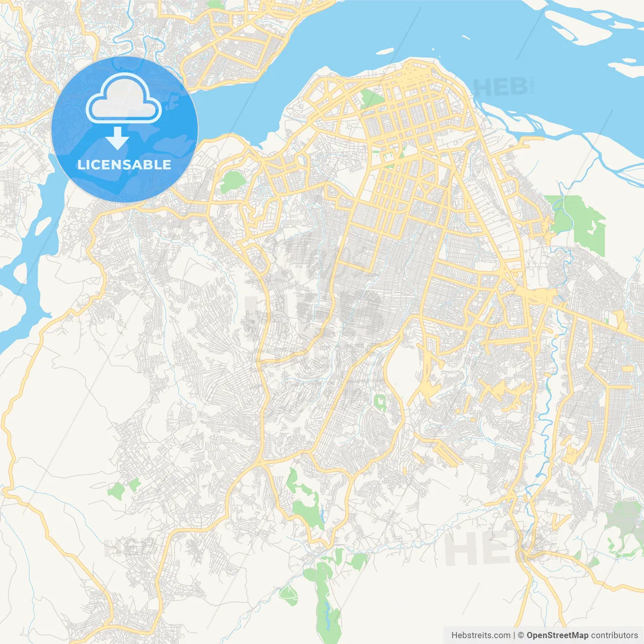 Printable street map of Kinshasa, DR Congo