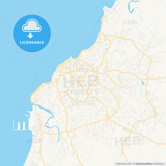 Printable street map of Bata, Equatorial Guinea