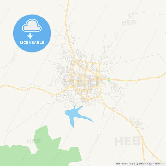 Printable street map of Abengourou, Ivory Coast