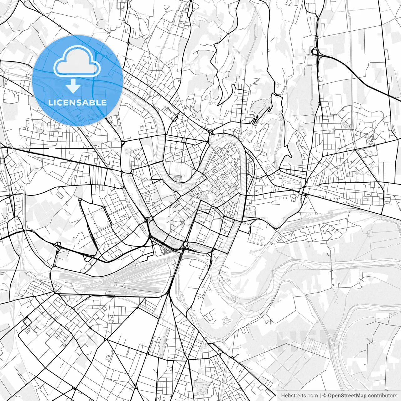 Vector PDF map of Verona, Italy