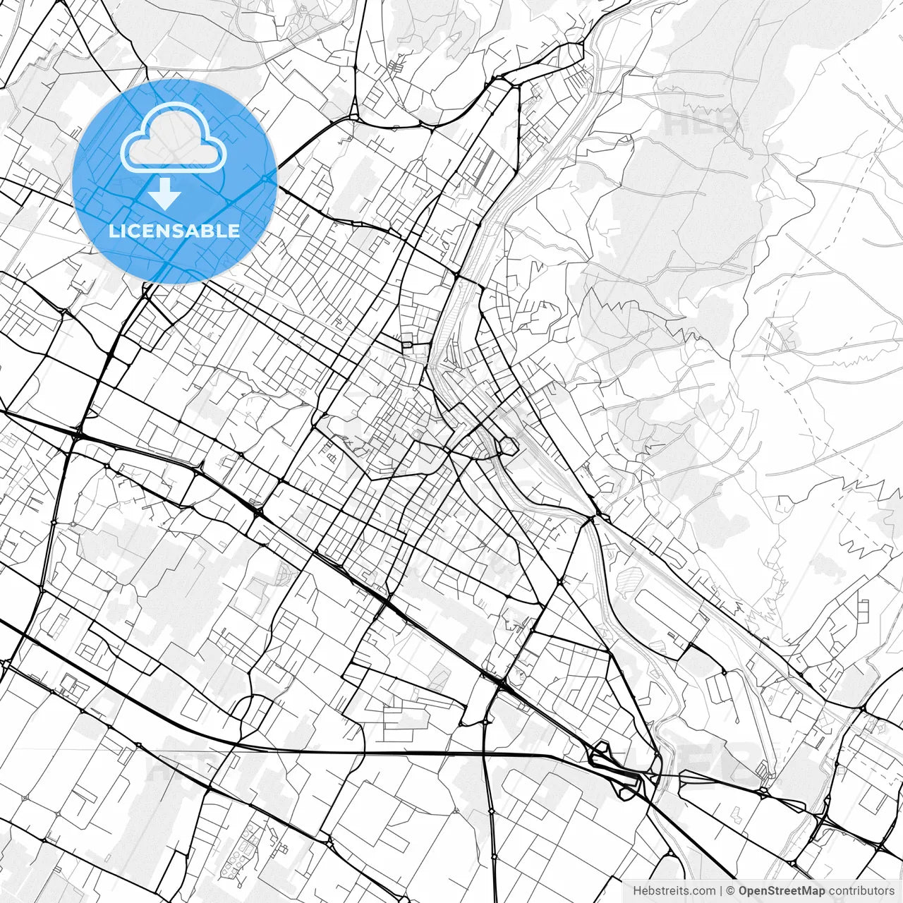 Vector PDF map of Prato, Italy