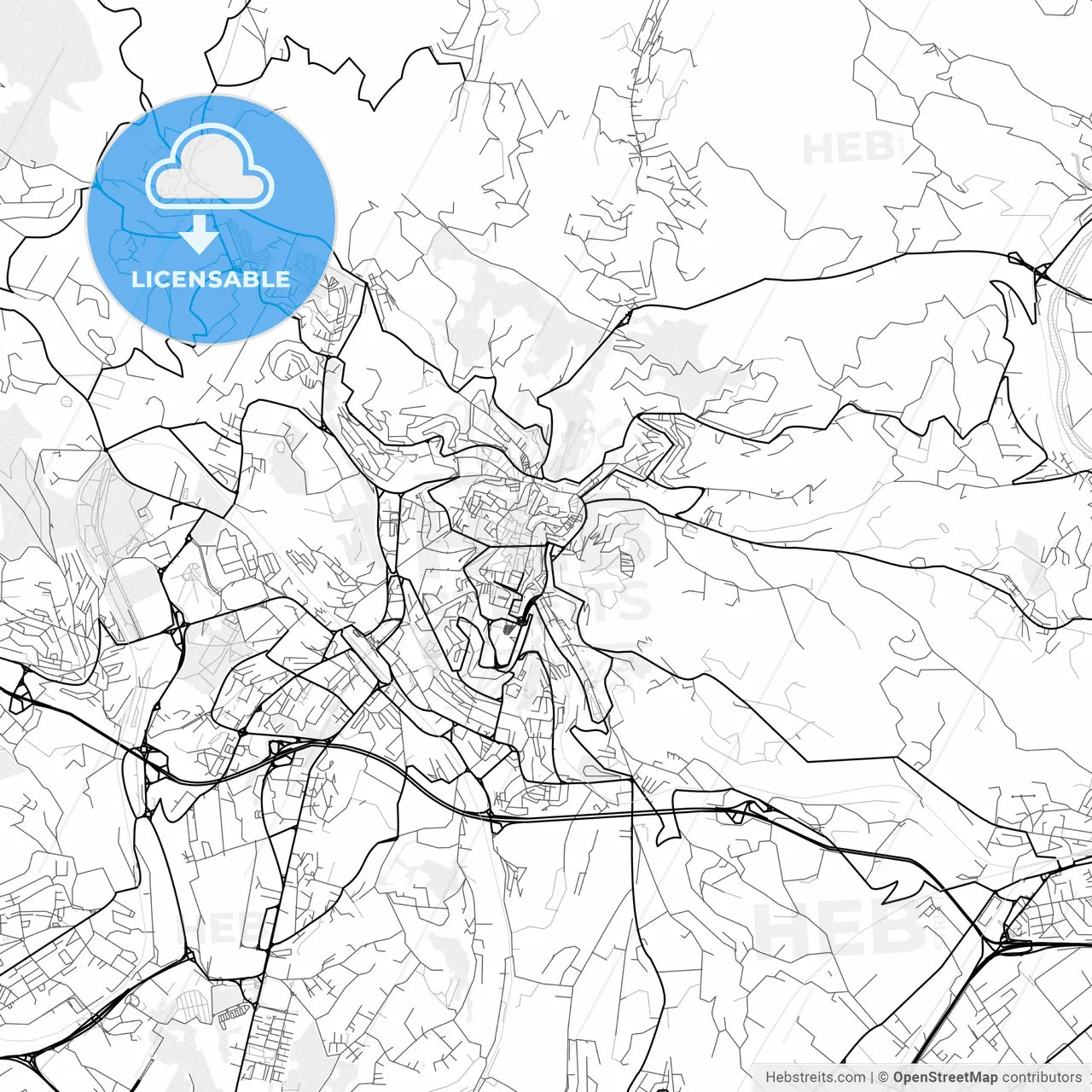 Vector PDF map of Perugia, Italy