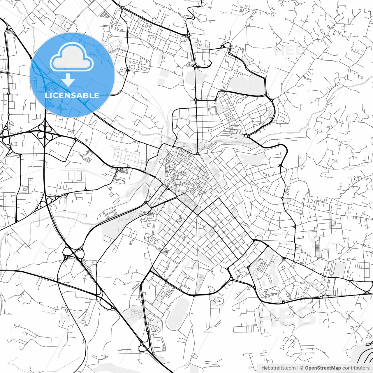 Vector PDF map of Sassari, Italy