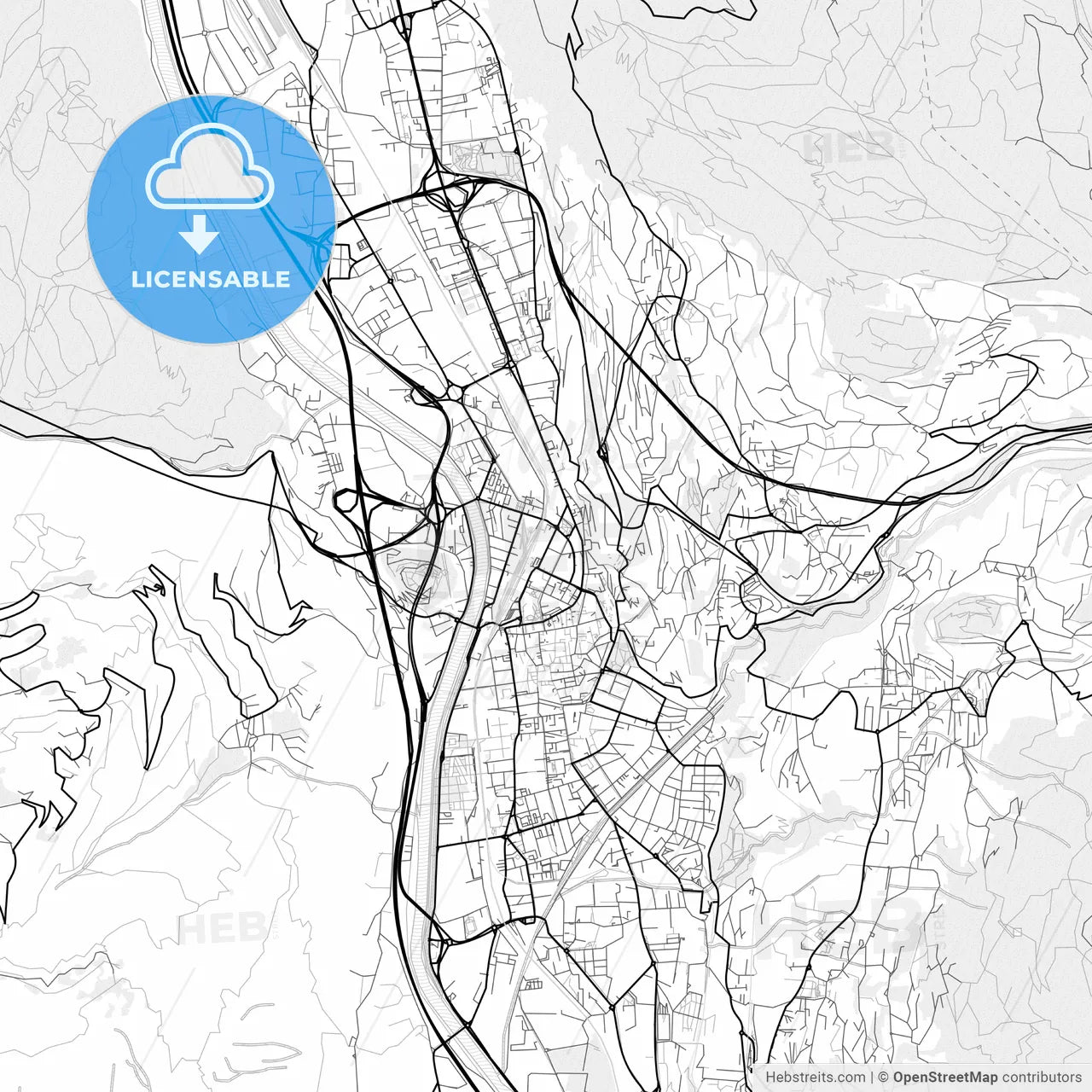Vector PDF map of Trento, Italy