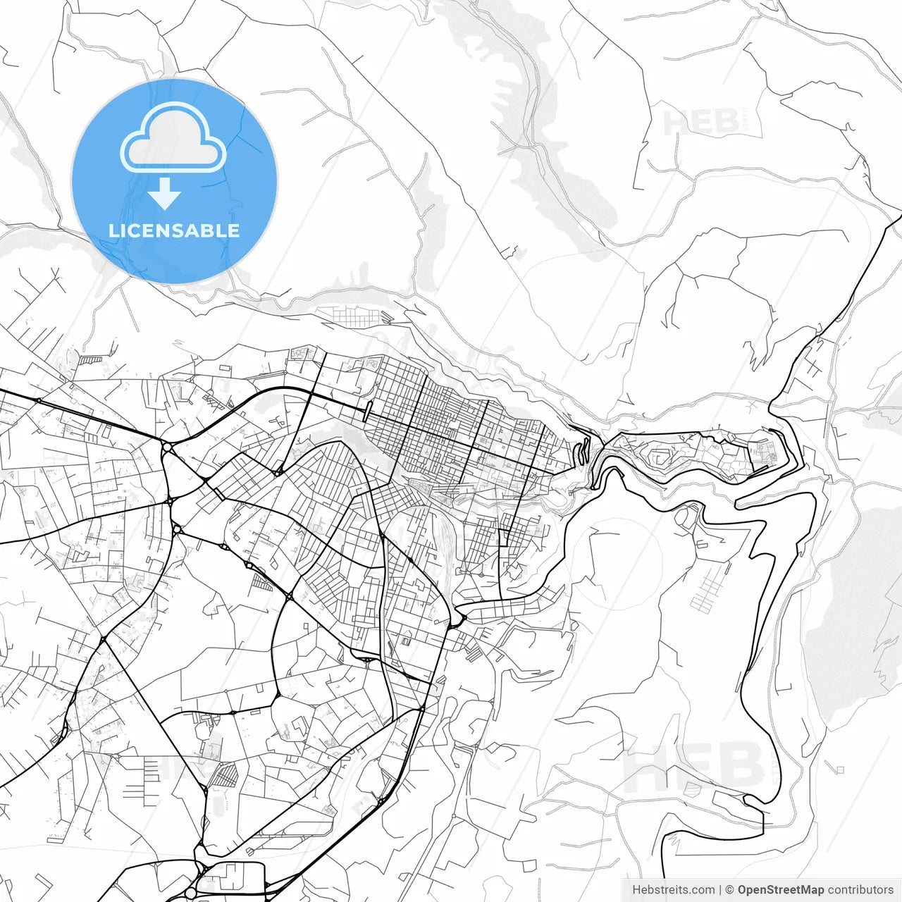 Vector PDF map of Ragusa, Italy