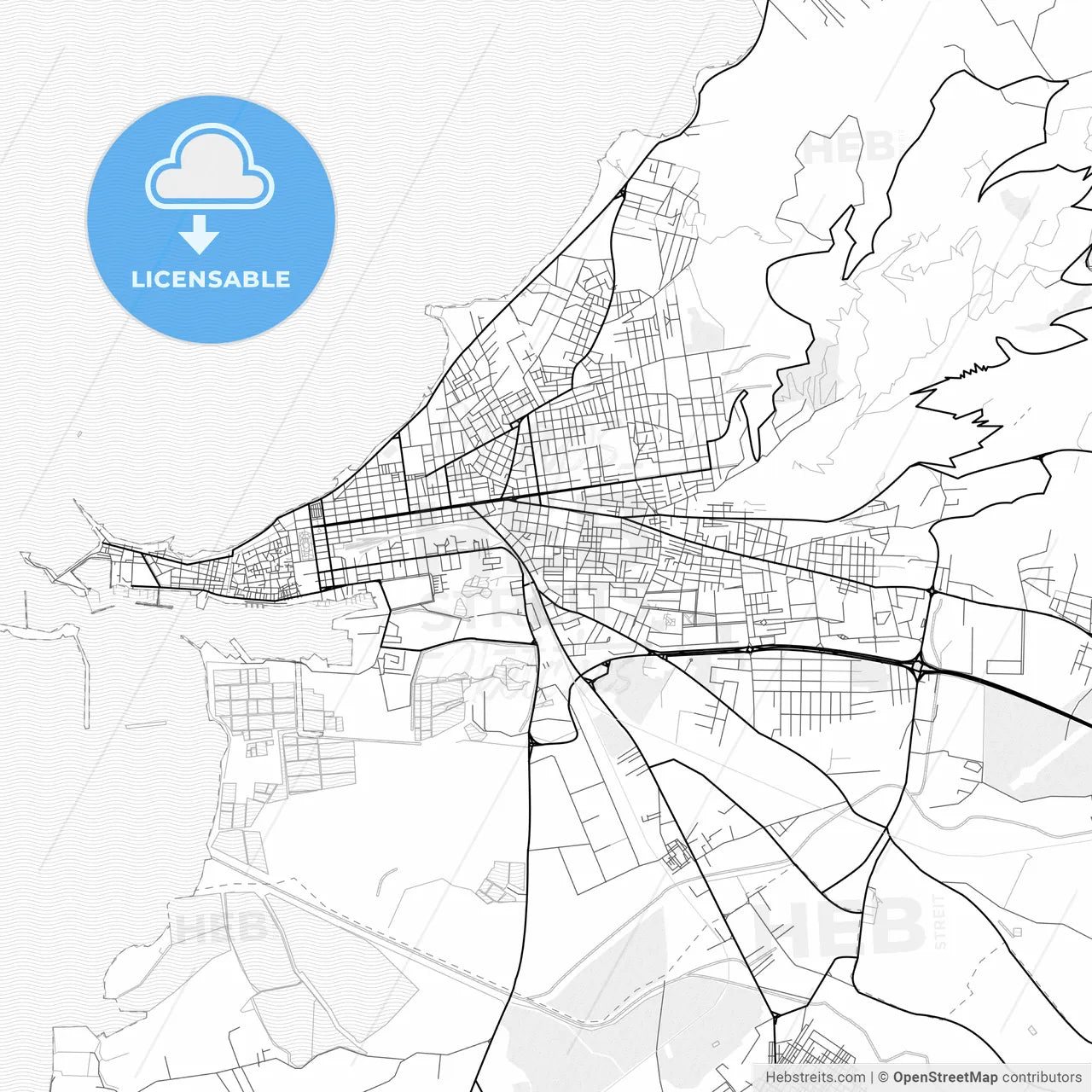 Vector PDF map of Trapani, Italy