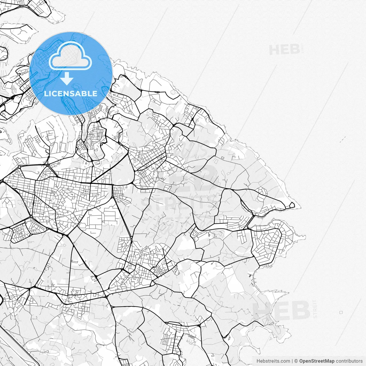 Vector PDF map of Żabbar, Malta