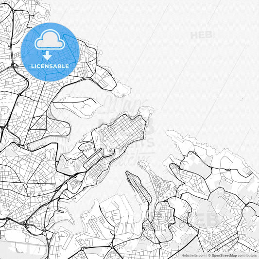 Vector PDF map of Valletta, Malta