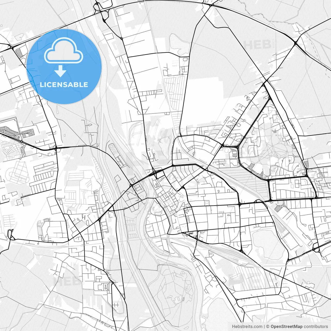 Vector PDF map of Opole, Poland