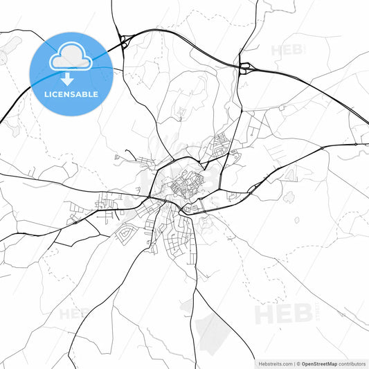 Vector PDF map of Elvas, Portugal