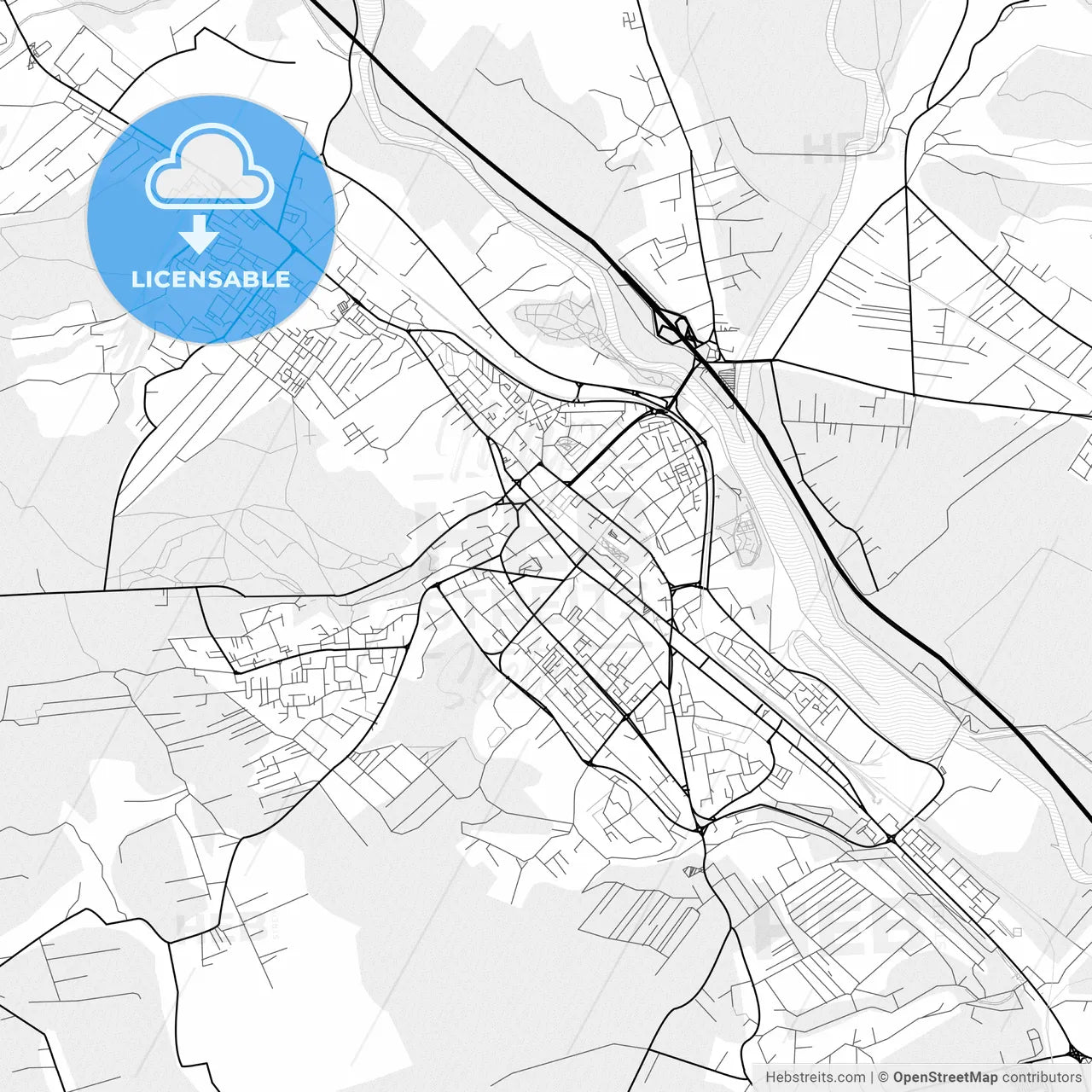 Vector PDF map of Pitești, Romania