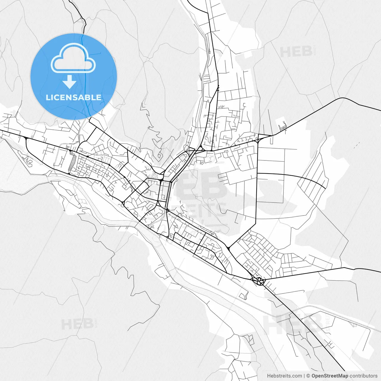Vector PDF map of Piatra Neamț, Romania
