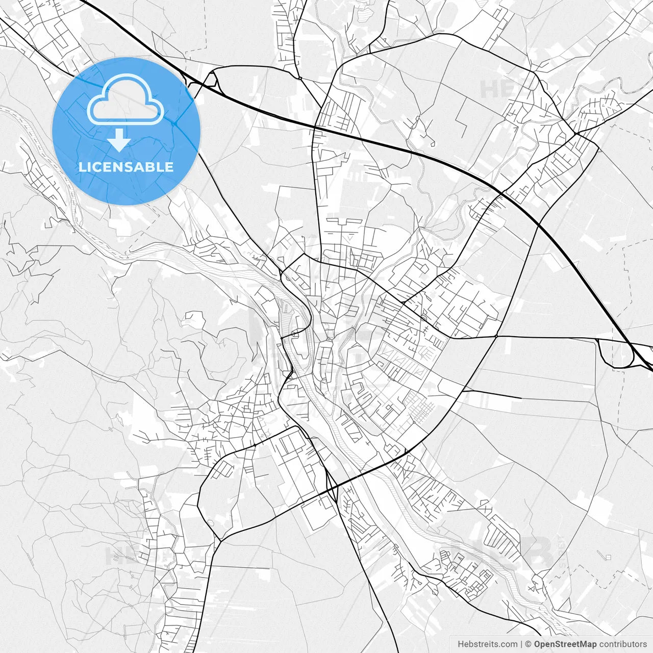 Vector PDF map of Kranj, Slovenia