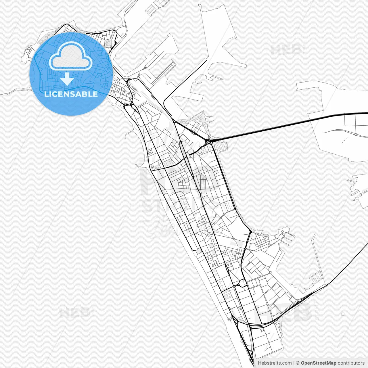 Vector PDF map of Cadiz, Spain