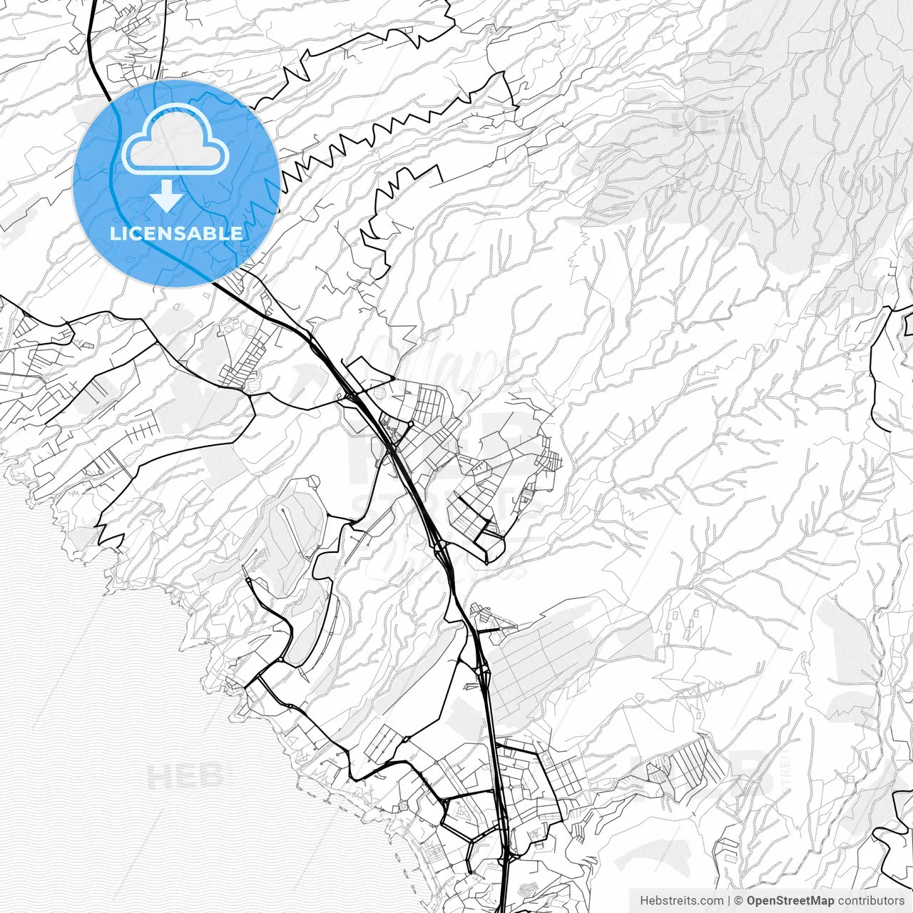 Vector PDF map of Adeje, Spain