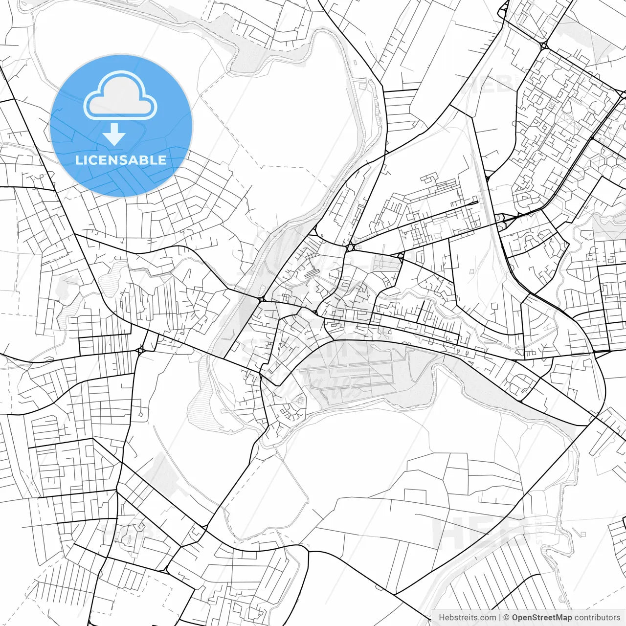 Vector PDF map of Lutsk, Ukraine