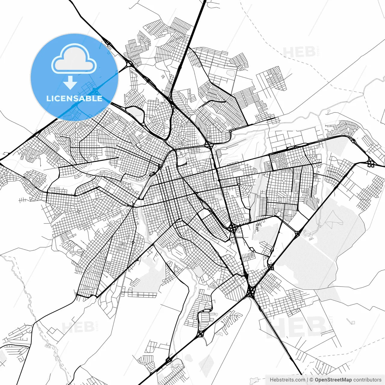 Vector PDF map of Bauru, Brazil