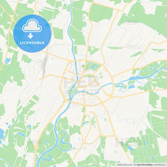 Hradec Kralove, Czechia Vector Map - Classic Colors