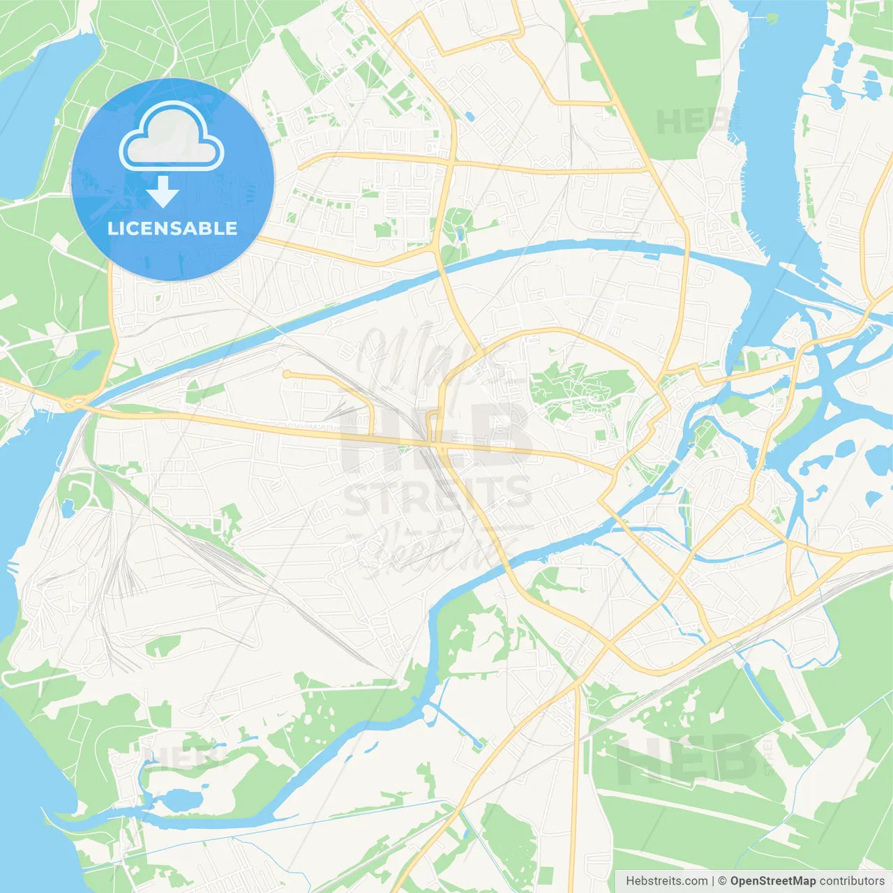 Brandenburg an der Havel, Germany Vector Map - Classic Colors