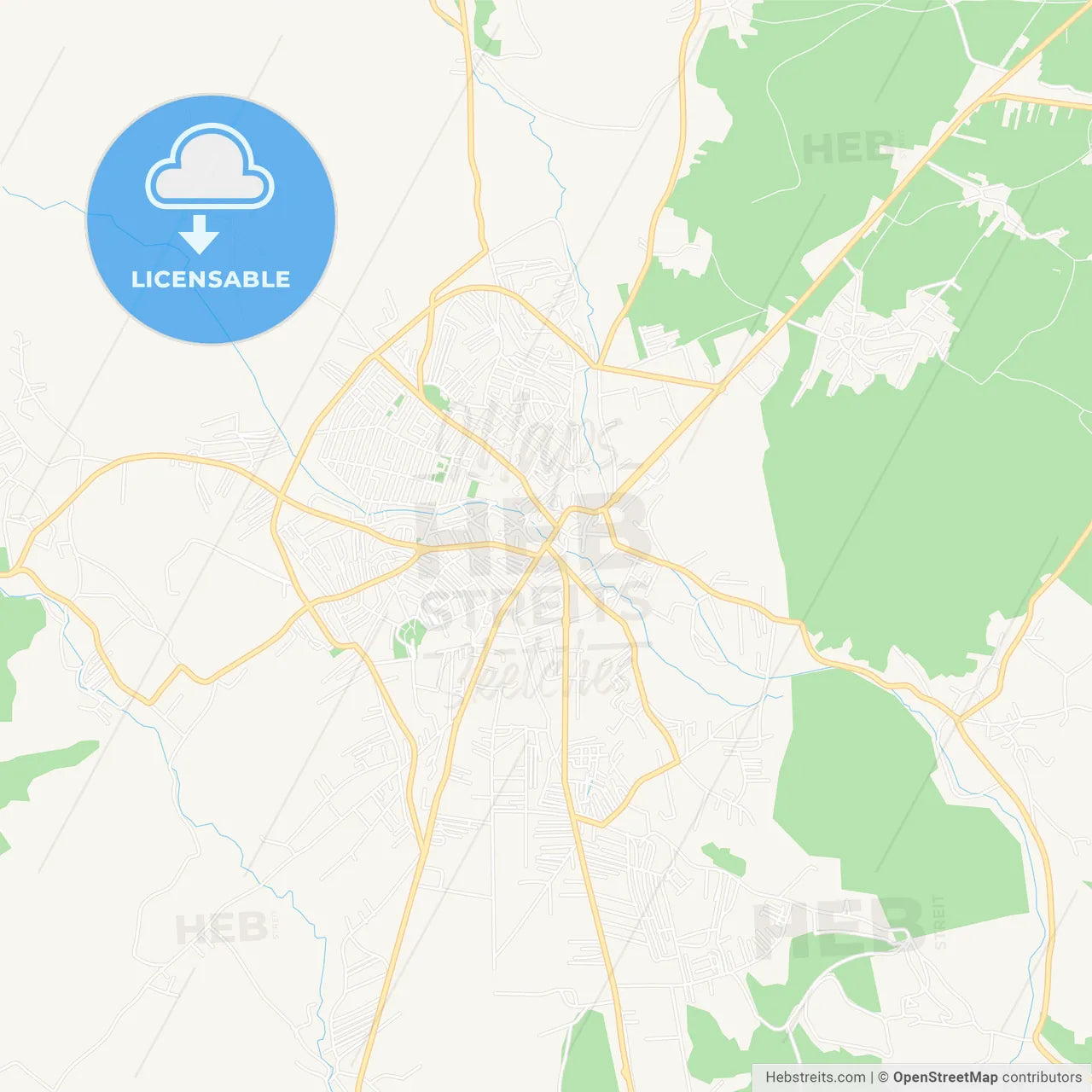 Gjilani / Gnjilane, Kosovo Vector Map - Classic Colors