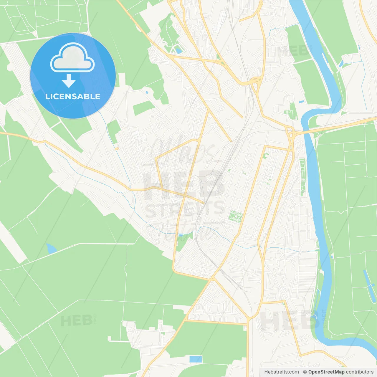 Bender (Tighina), Moldova Vector Map - Classic Colors