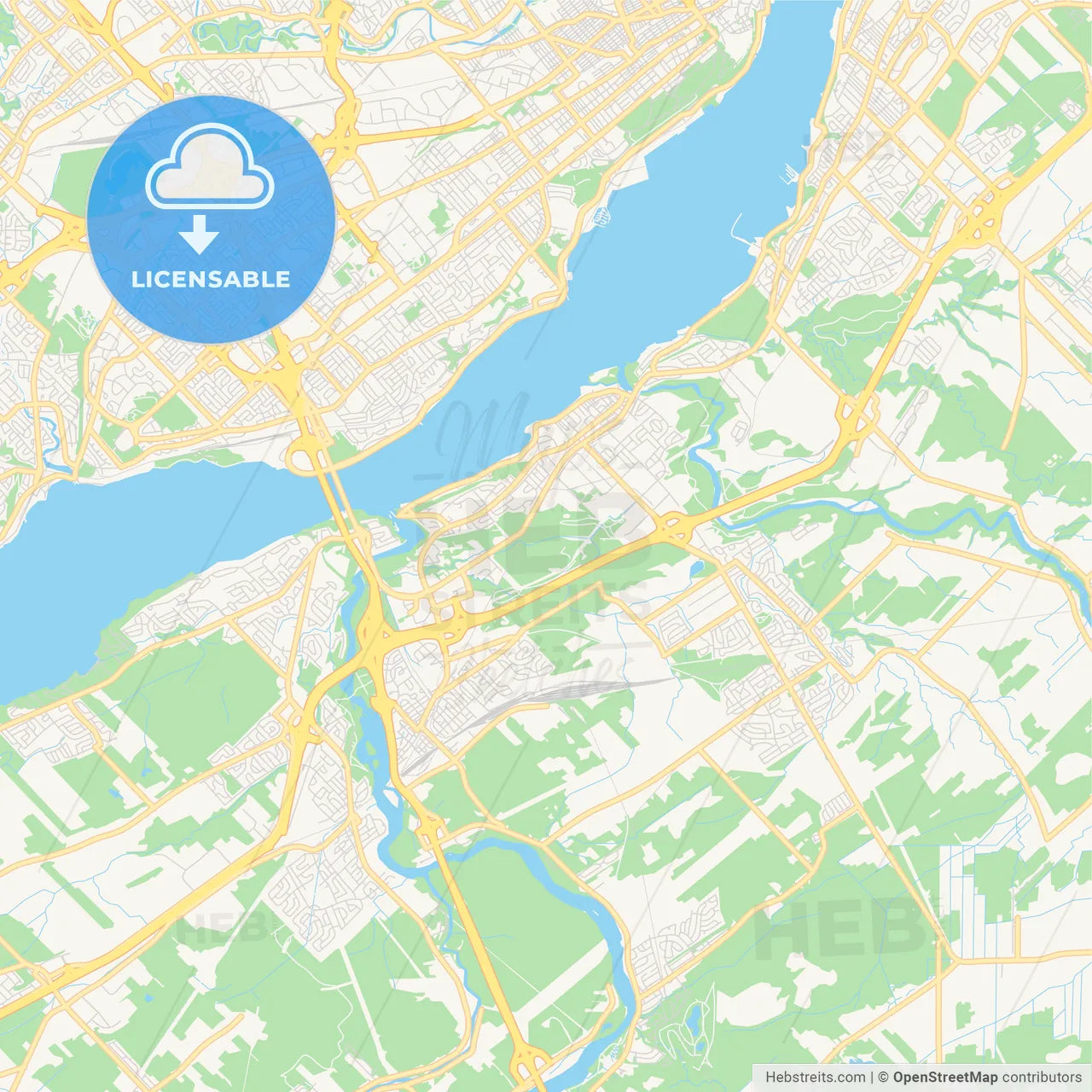 Empty vector map of Lévis, Quebec, Canada