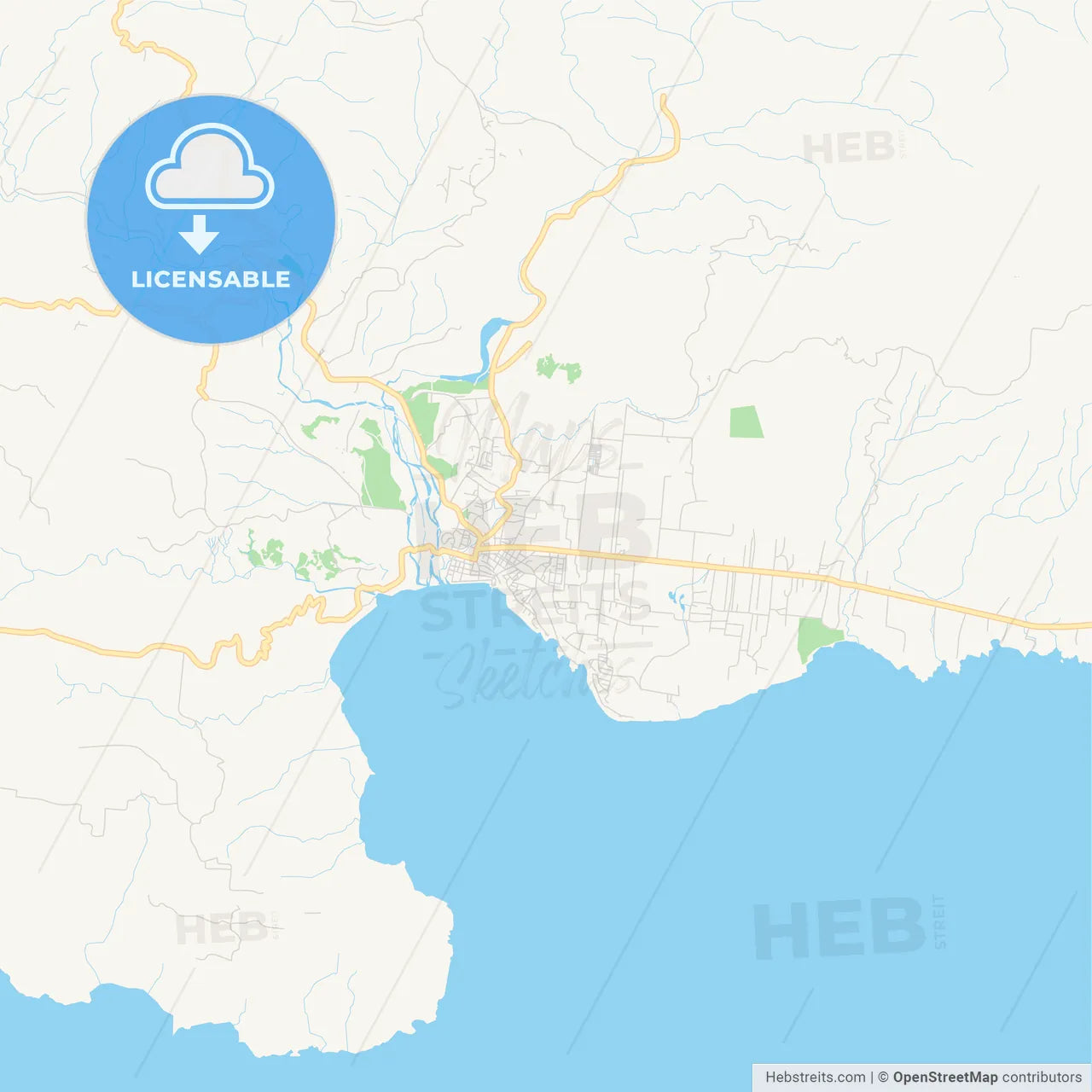 Empty vector map of Jacmel, Sud-Est, Haiti