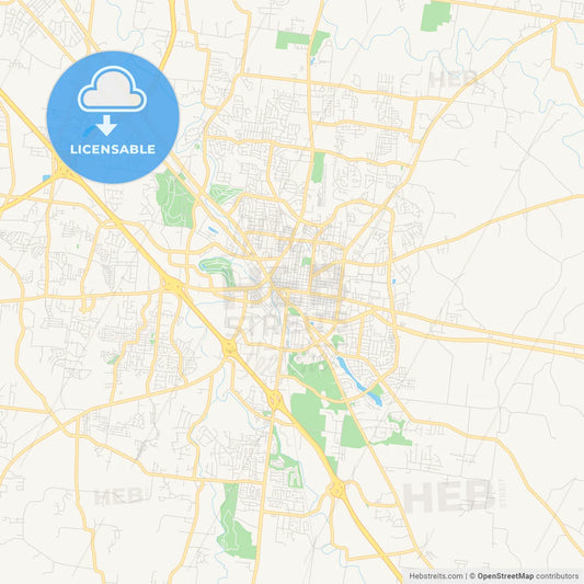 Empty vector map of Murfreesboro, Tennessee, USA