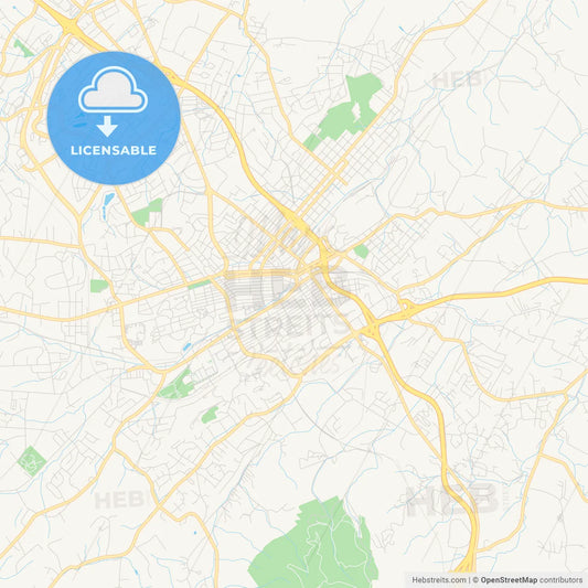 Empty vector map of Johnson City, Tennessee, USA