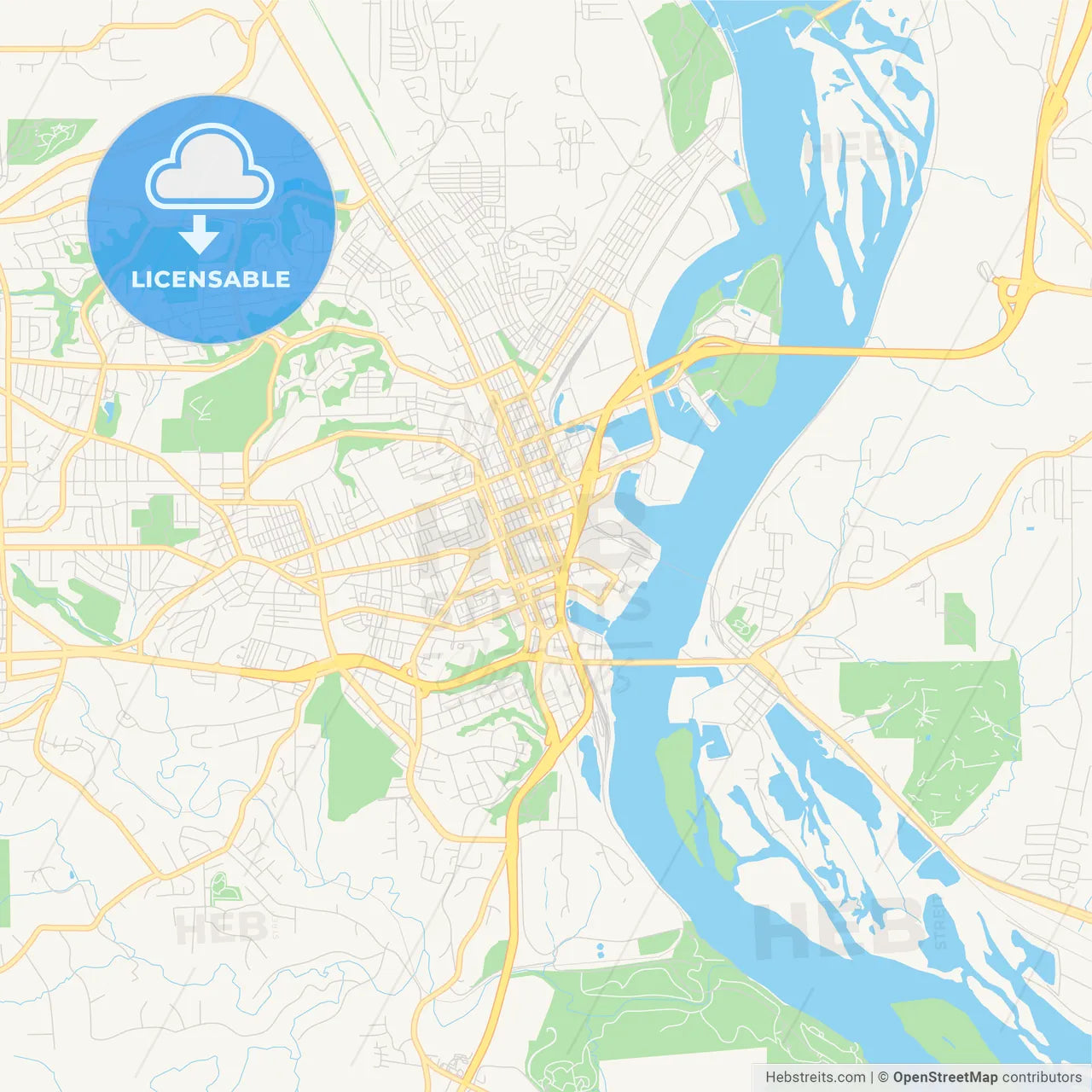 Empty vector map of Dubuque, Iowa, USA