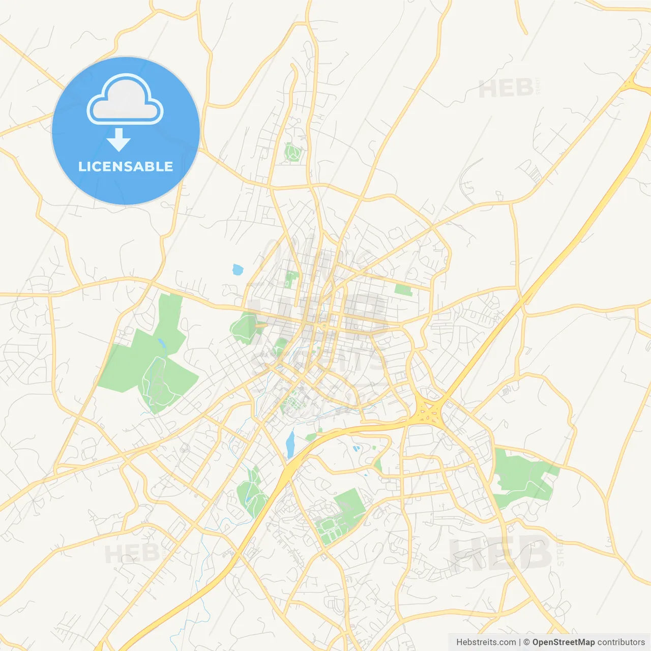 Empty vector map of Harrisonburg, Virginia, United States of America