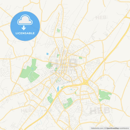 Empty vector map of Harrisonburg, Virginia, United States of America