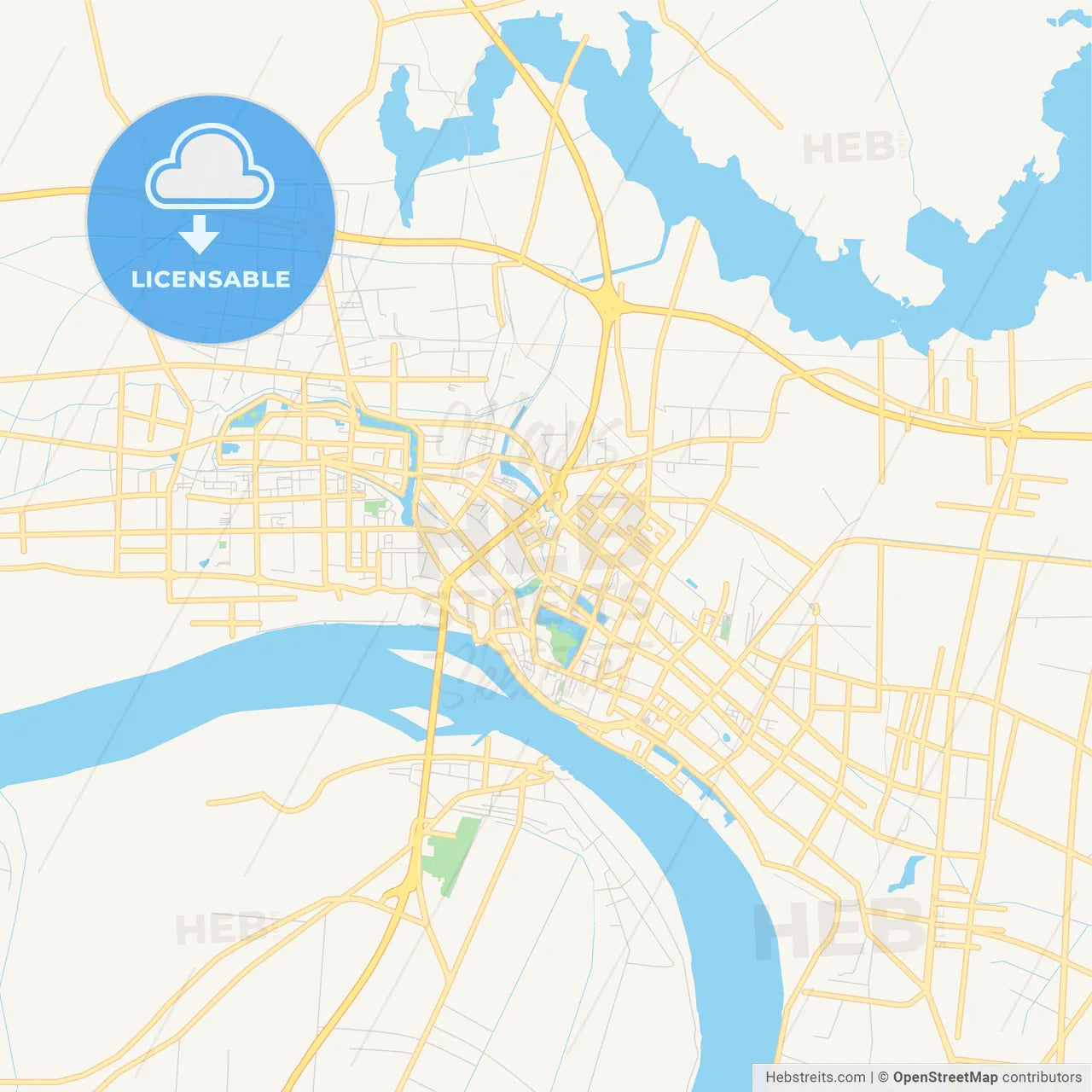 Printable street map of Jingzhou, China