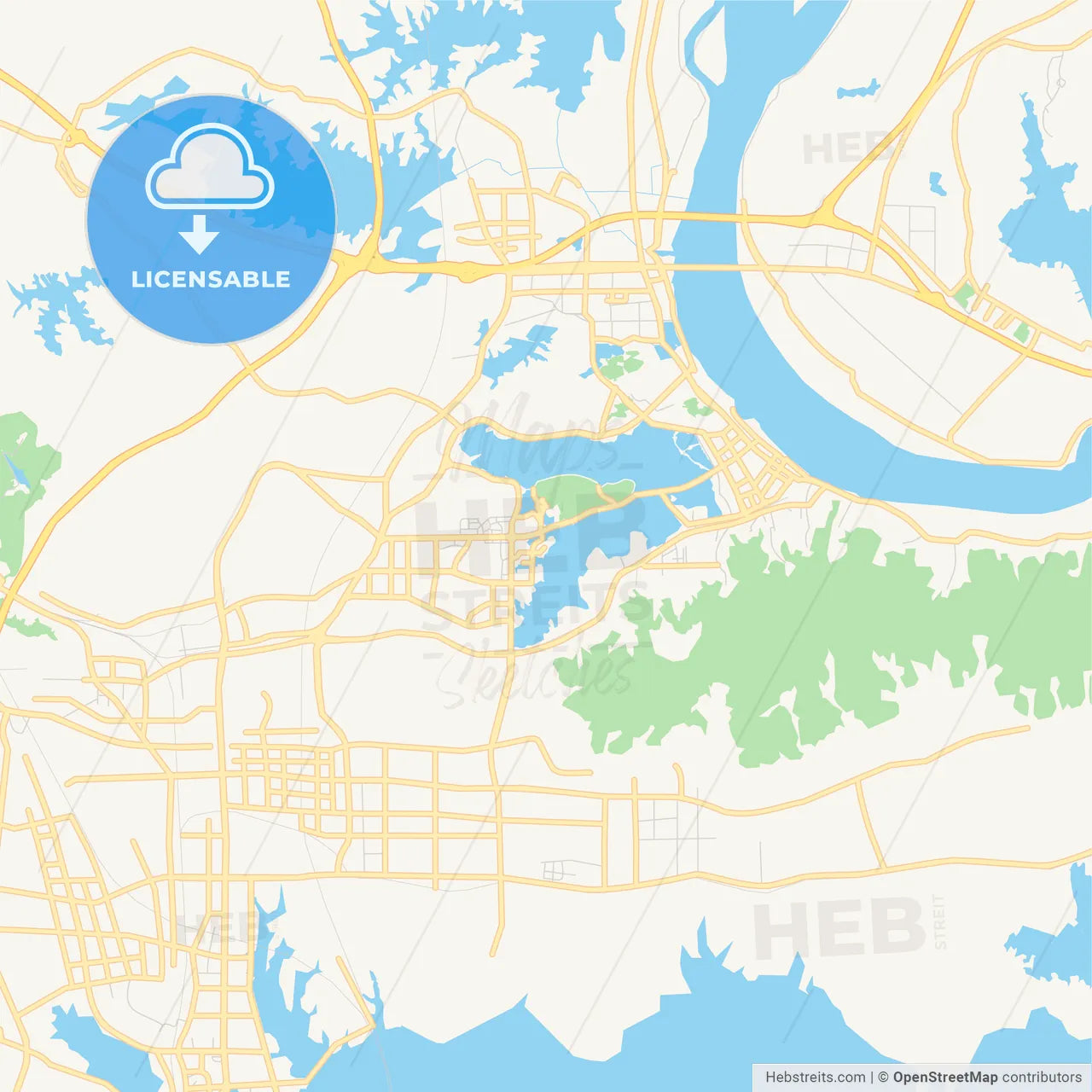 Printable street map of Huangshi, China