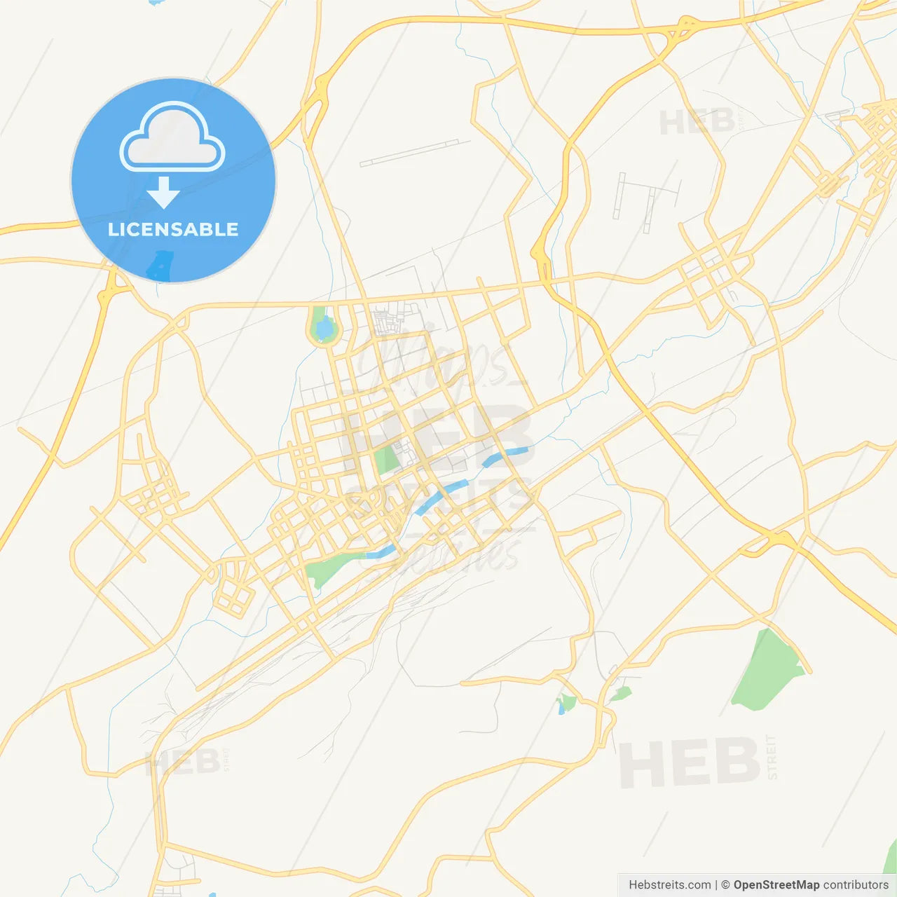 Printable street map of Fuxin, China