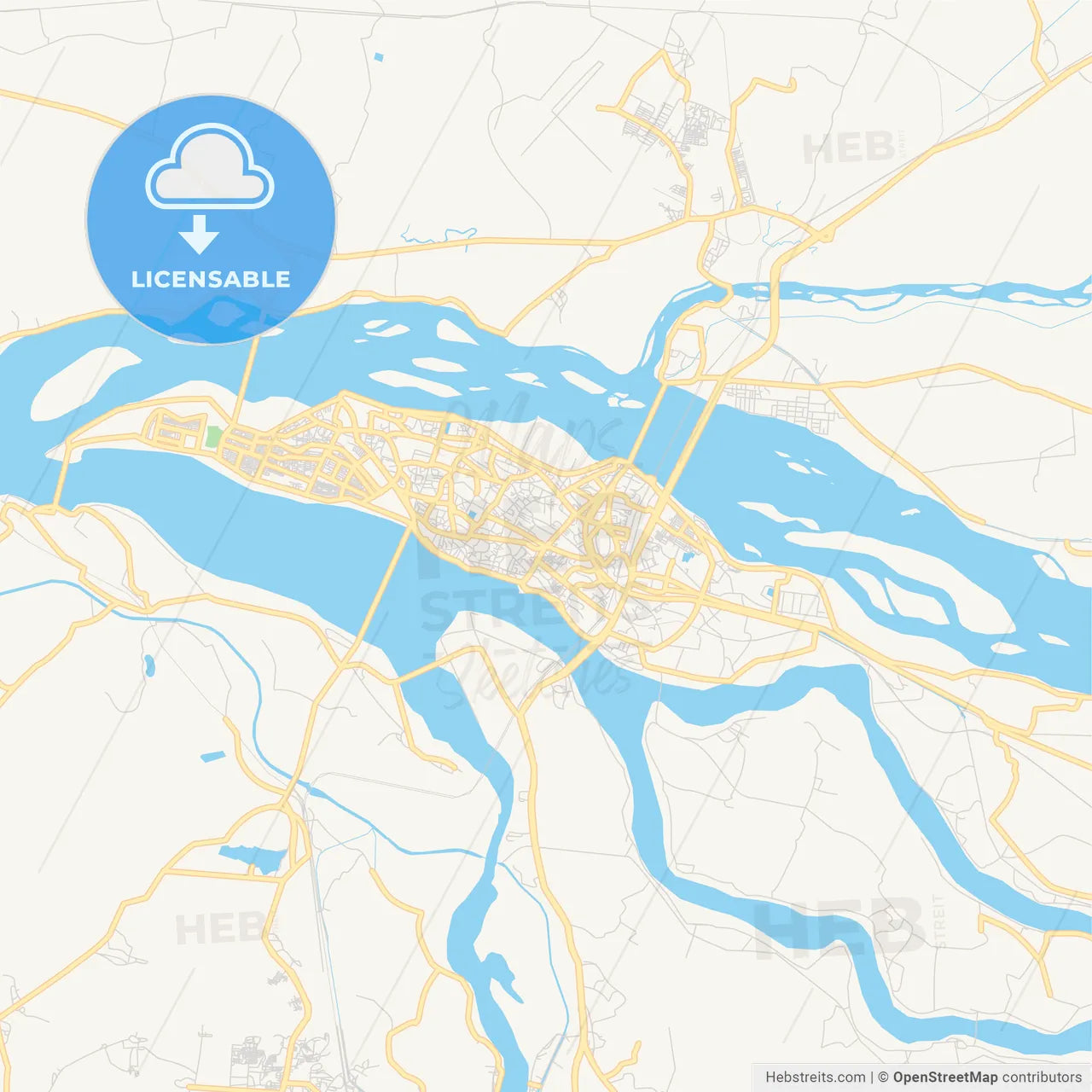 Printable street map of Cuttack, India