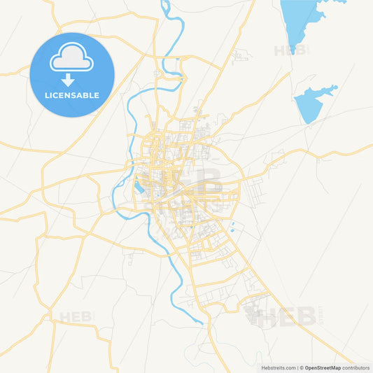Printable street map of Ujjain, India