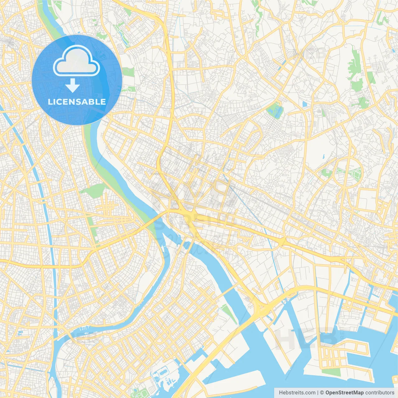 Printable street map of Ichikawa, Japan