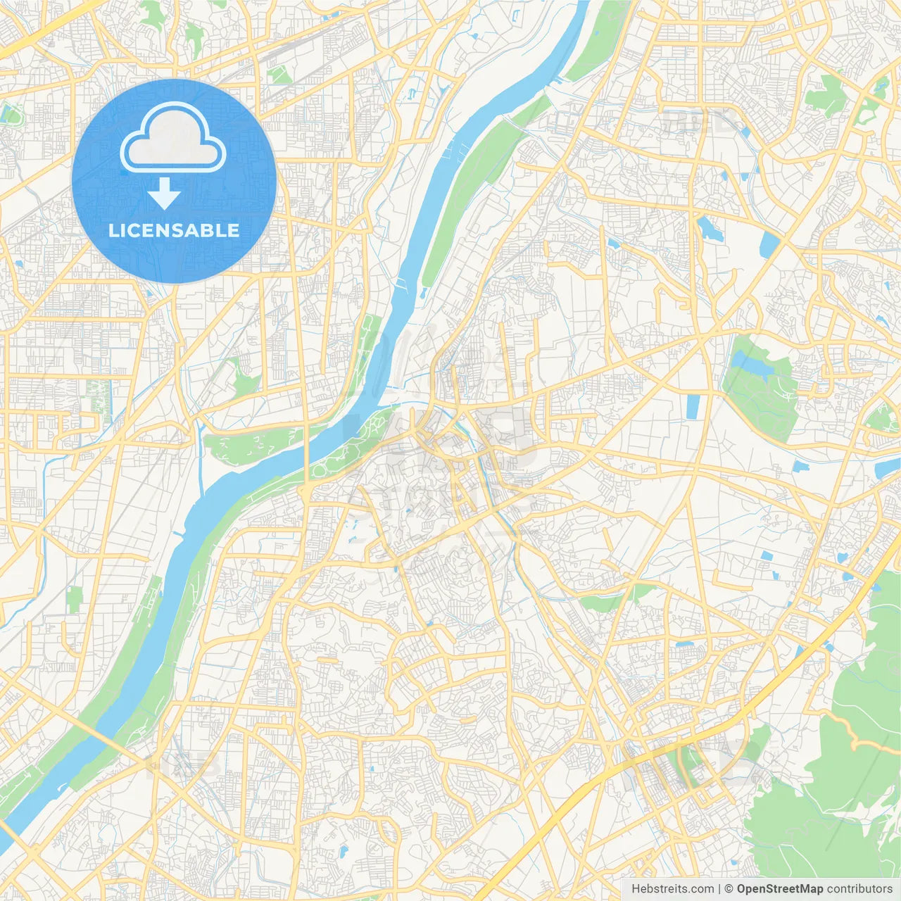 Printable street map of Hirakata, Japan
