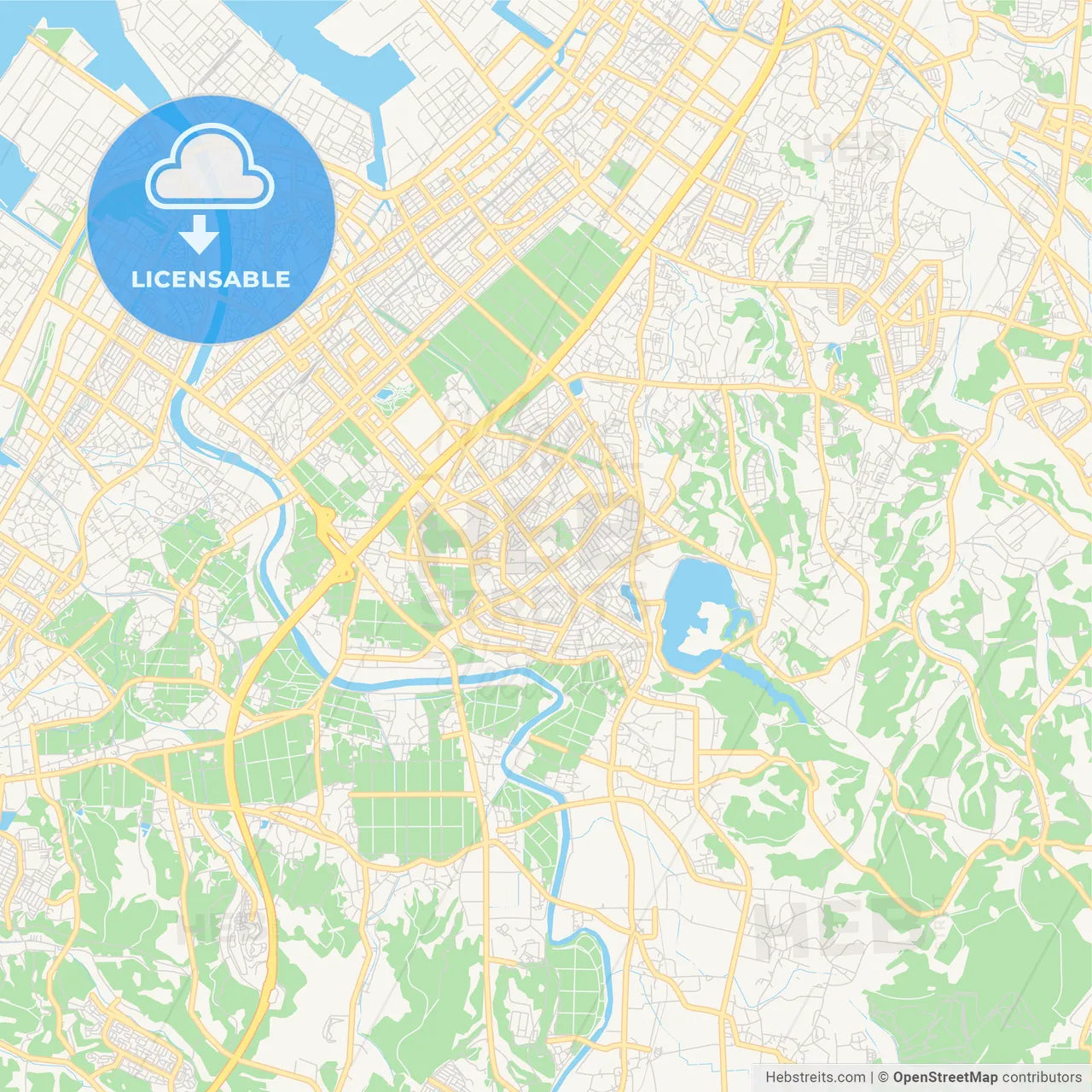 Printable street map of Ichihara, Japan