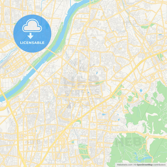 Printable street map of Neyagawa, Japan