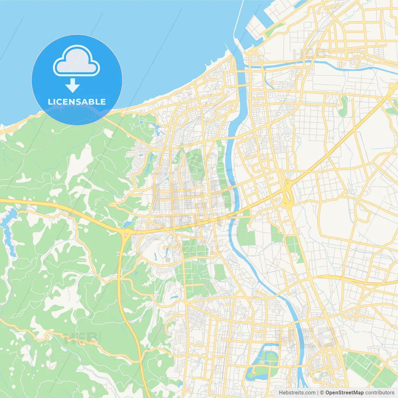 Printable street map of Jōetsu, Japan