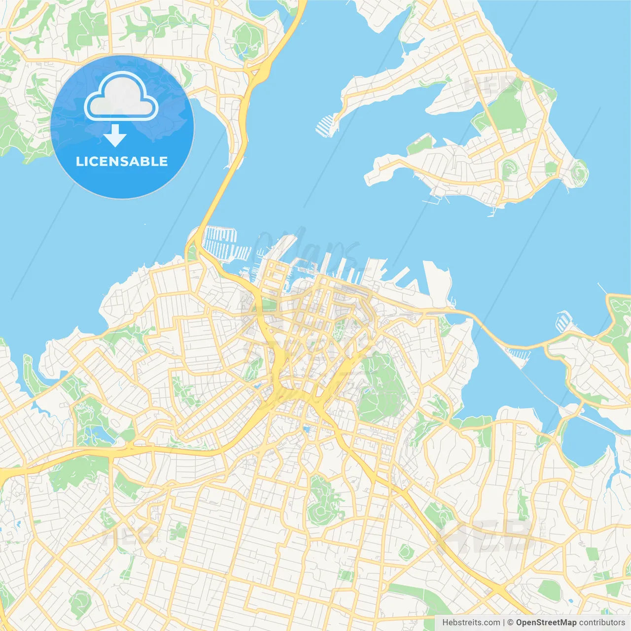 Printable street map of Auckland, New Zealand
