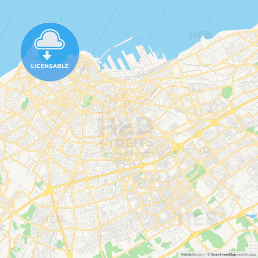 Printable street map of Casablanca, Morocco