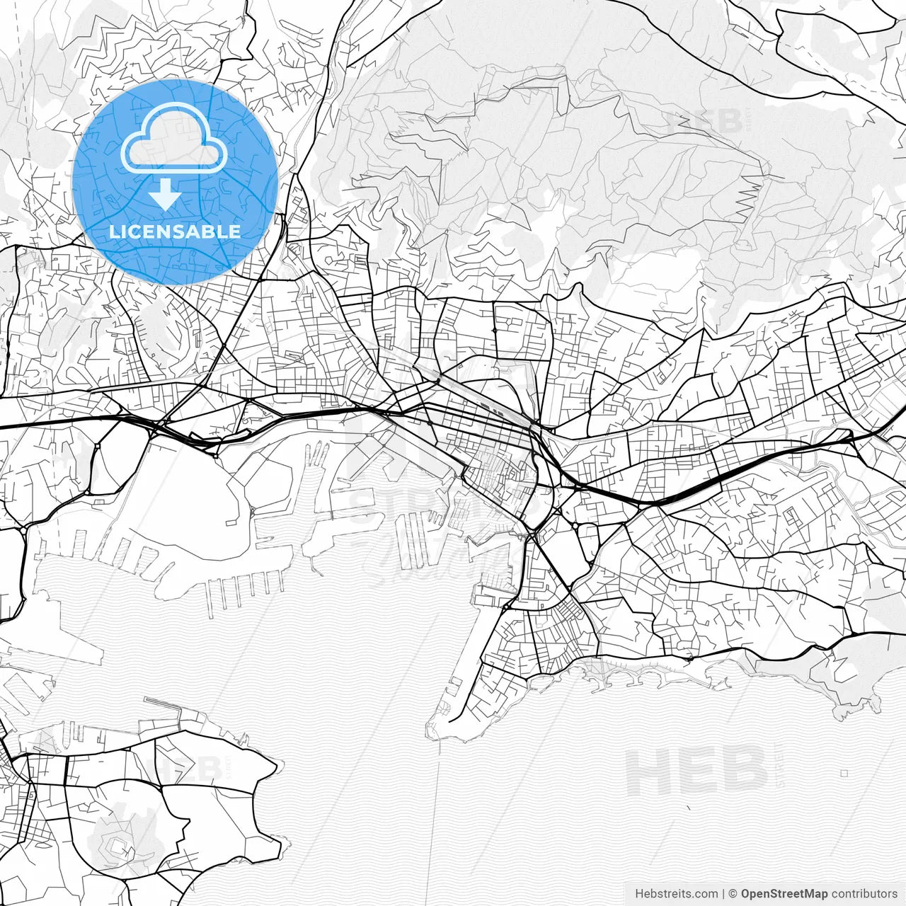 Vector PDF map of Toulon, France